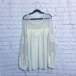 Vici Cream Thoreau Lace Peasant Top